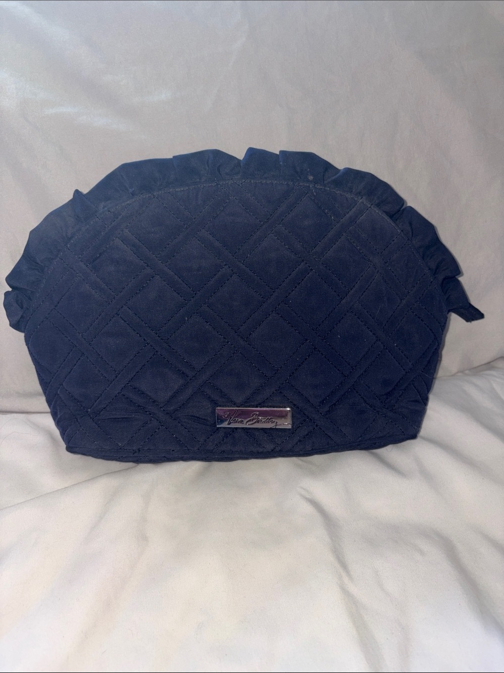 Vera Bradley Quilted Ruffle Cosmetic Case in Navy